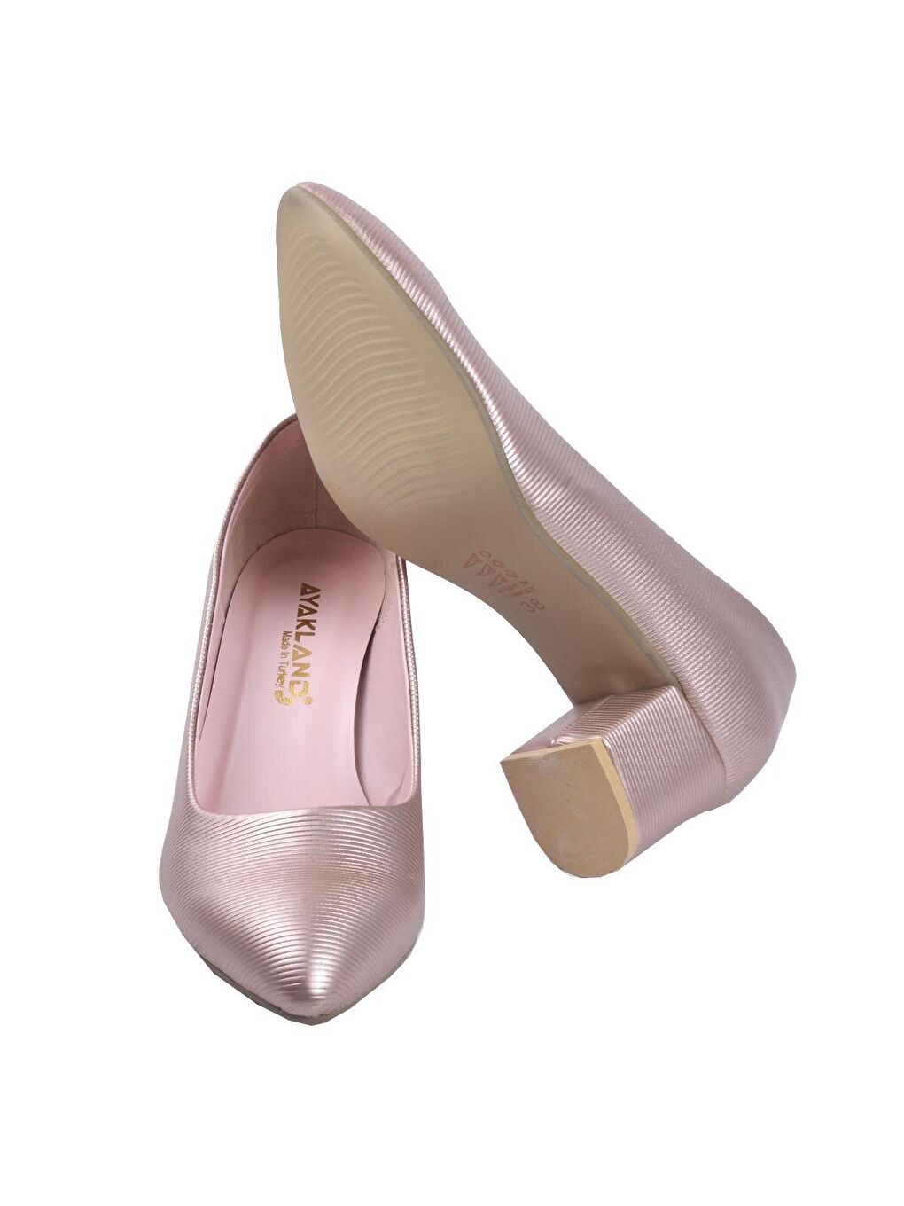 Pembe Cilt Çizgili 5 Cm Topuklu Kadın Ayakkabı 1990-2023-4