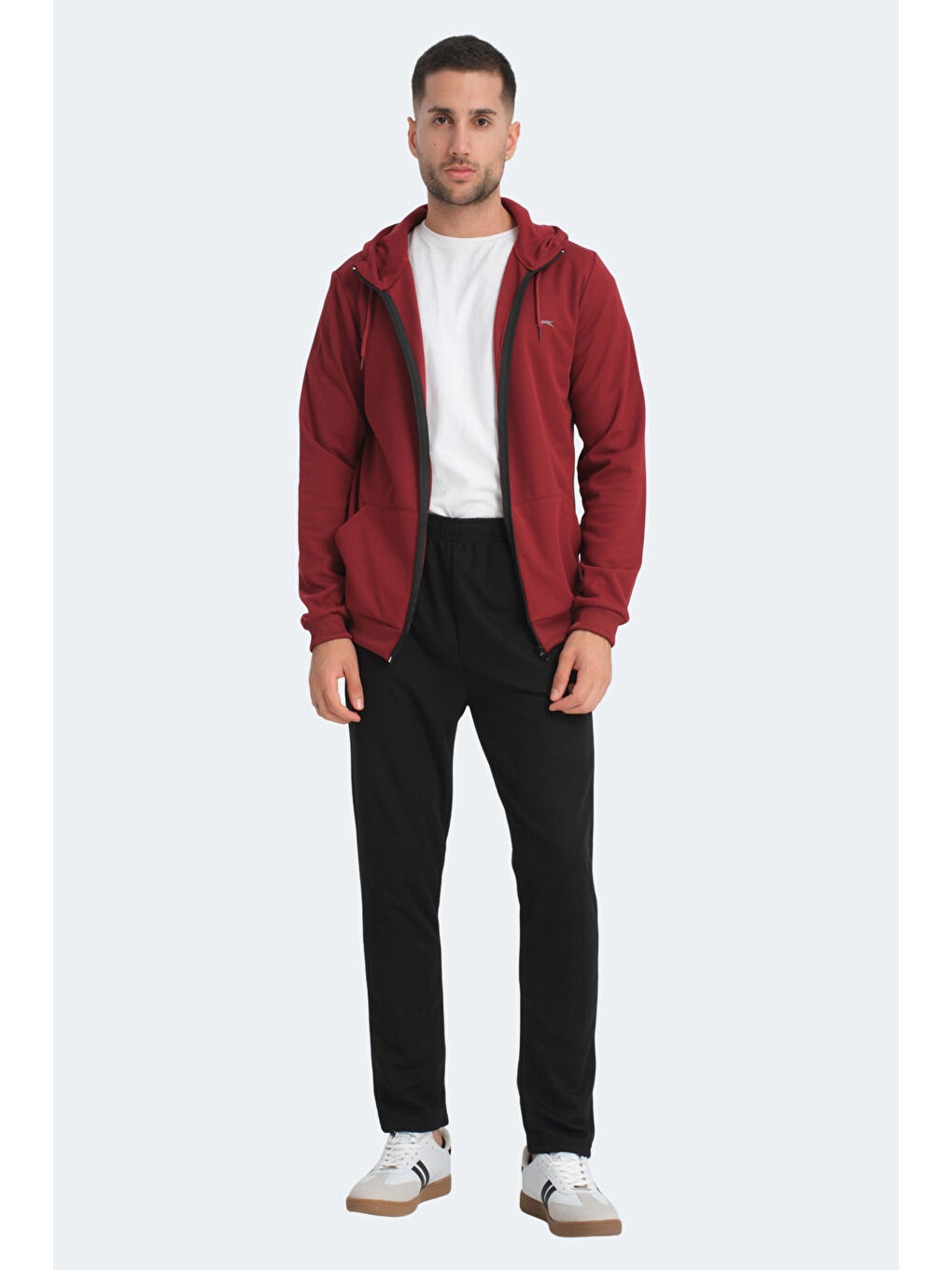 RICH Erkek Fermuarlı Kapüşonlu Cepli Bordo Eşofman Takımı-2