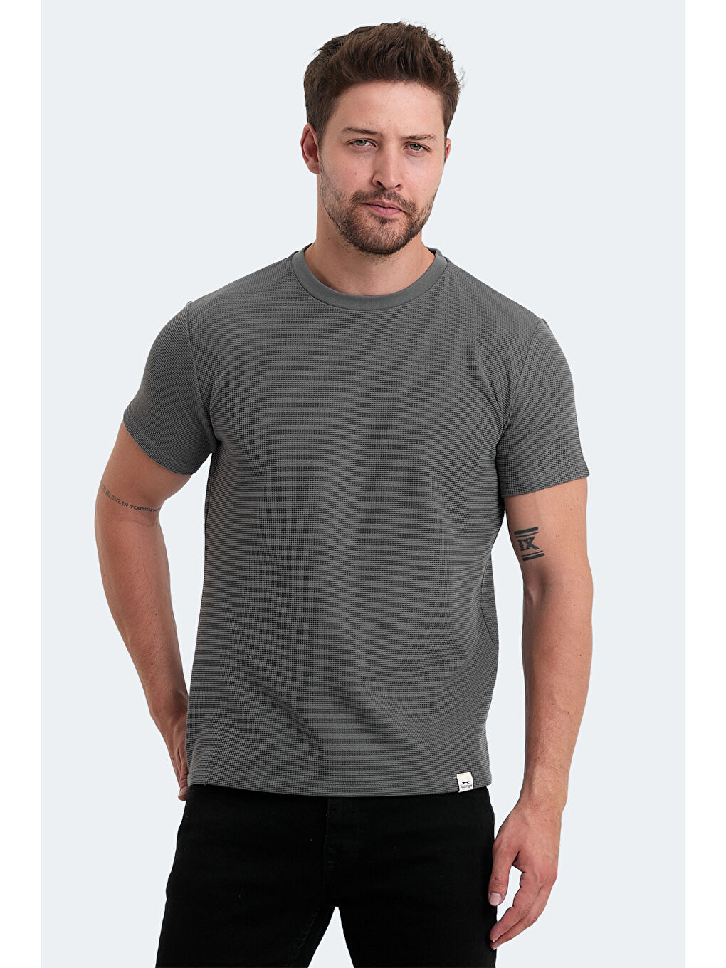 veLveL Erkek Tişört Koyu Gri-5