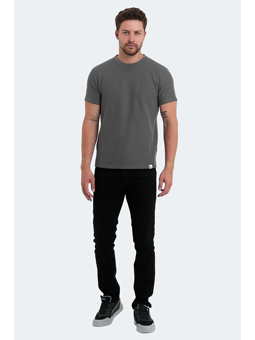 veLveL Erkek Tişört Koyu Gri-6