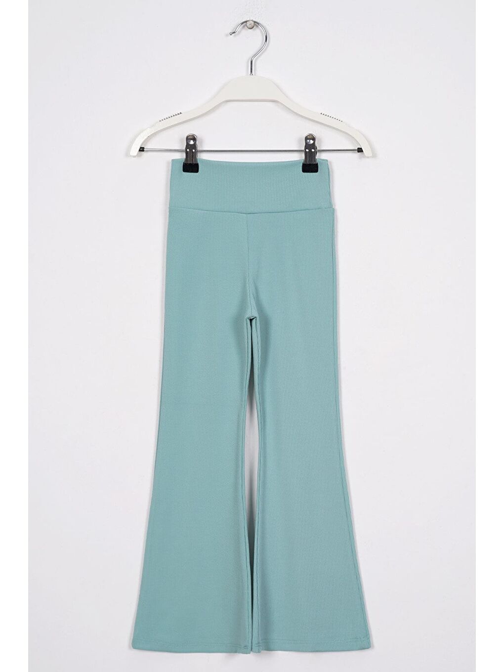 Yeşil Yüksek Bel İspanyol Paça Fitilli Kız Çocuk Tayt