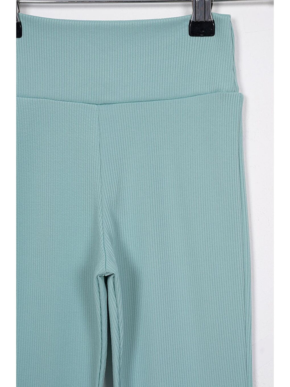 Yeşil Yüksek Bel İspanyol Paça Fitilli Kız Çocuk Tayt-1