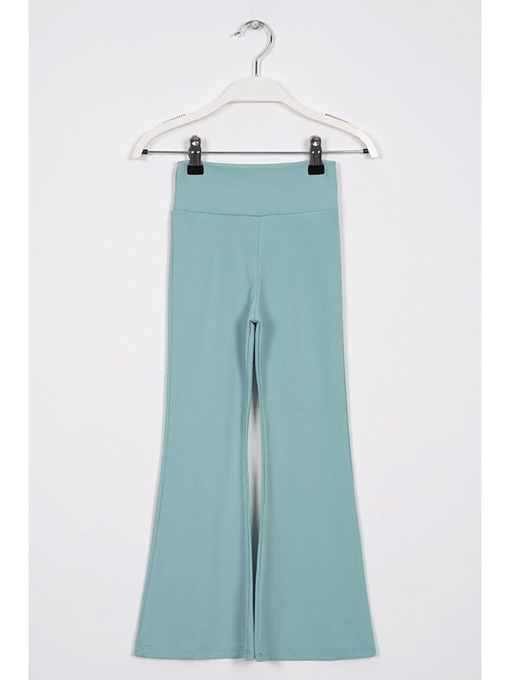 Yeşil Yüksek Bel İspanyol Paça Fitilli Kız Çocuk Tayt-2