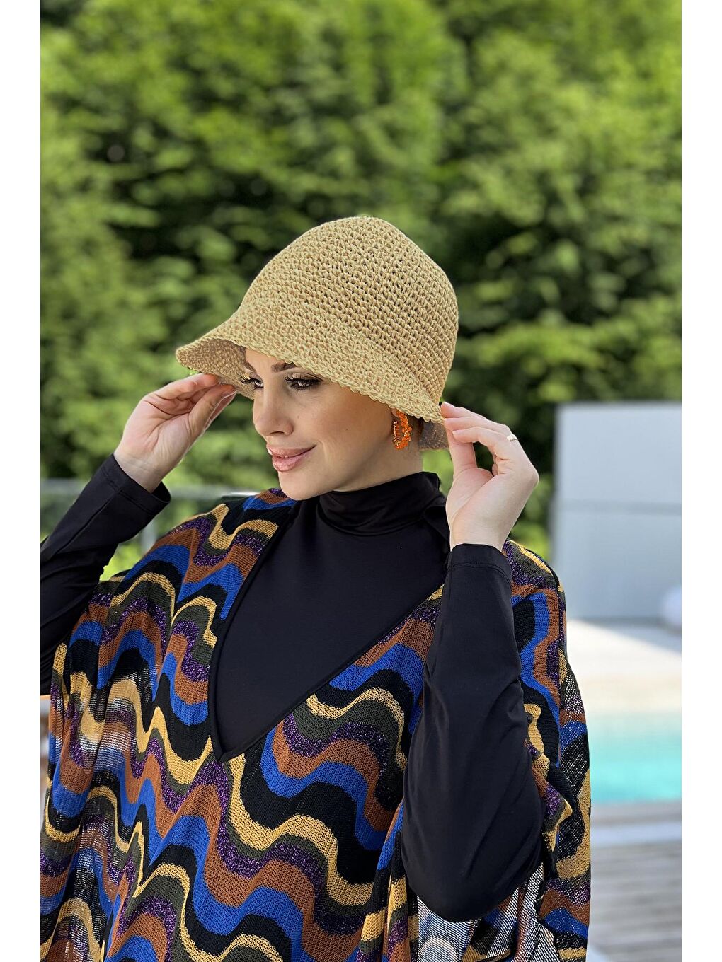 Remsa Mayo Kahverengi El Örgü Hasır Şapka RŞ-83 Camel - 1