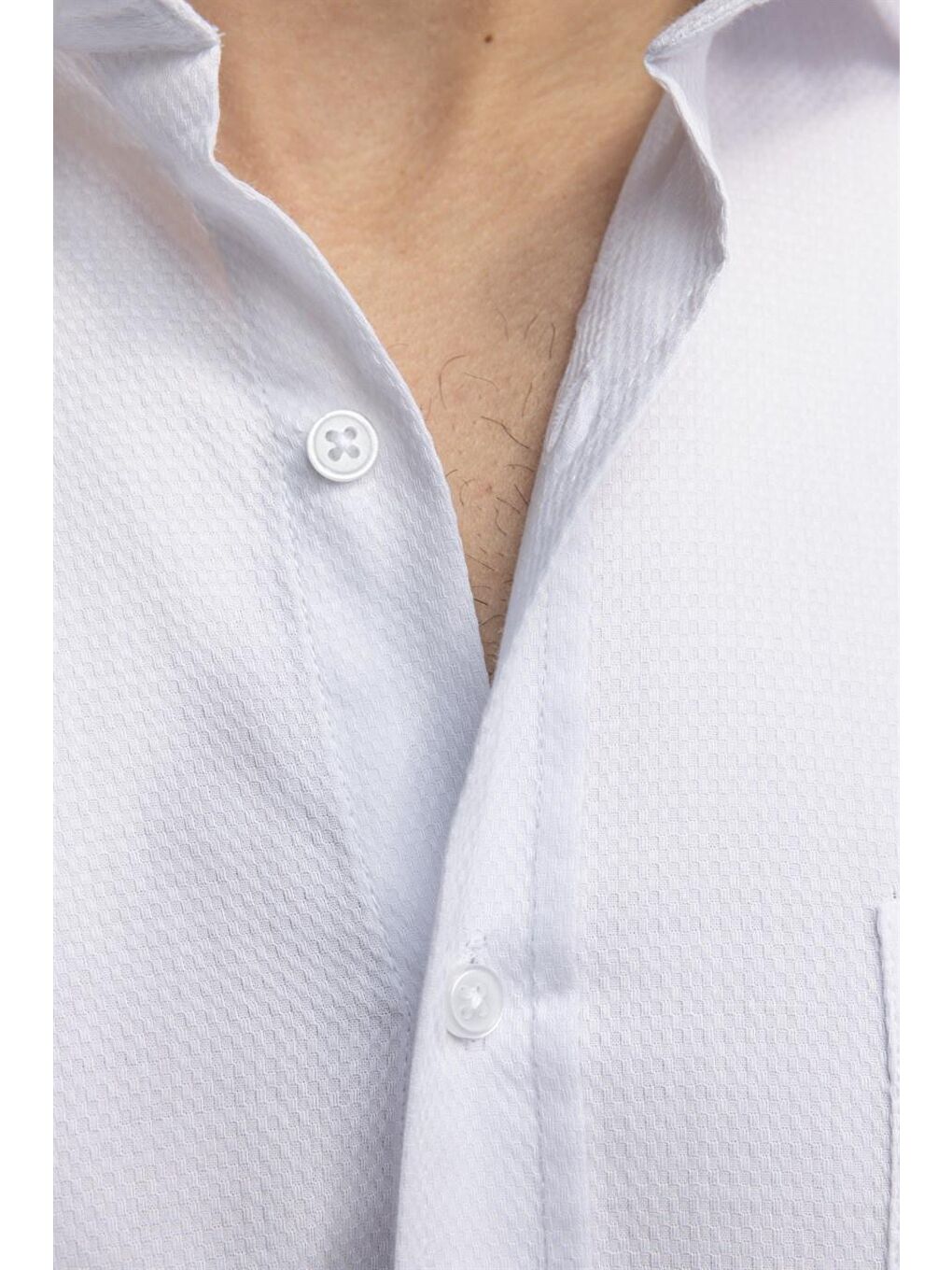 Beyaz Klasik Fit %100 Pamuk Armürlü Premium Erkek Gömlek-2