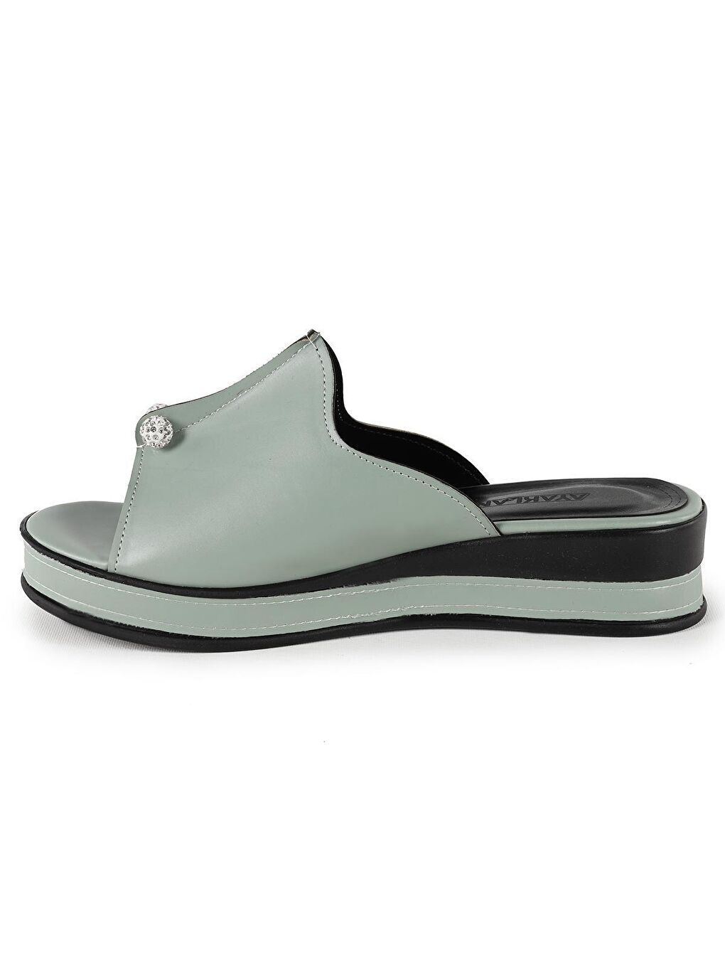 Yeşil Taşlı Günlük Kadın Terlik Plt 156-4