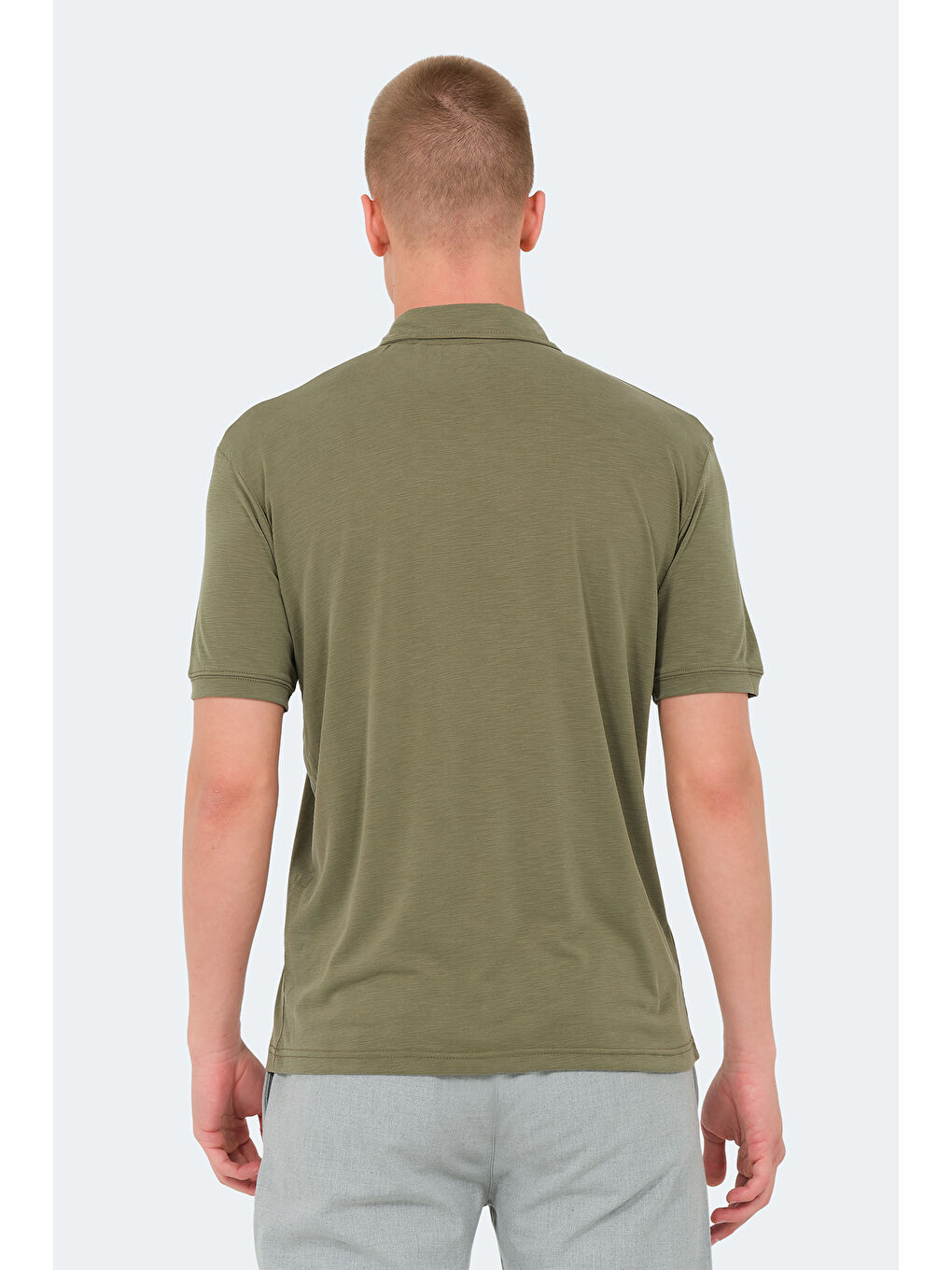 Yeşil Polo Yaka Kısa Kollu Erkek Tişört-1