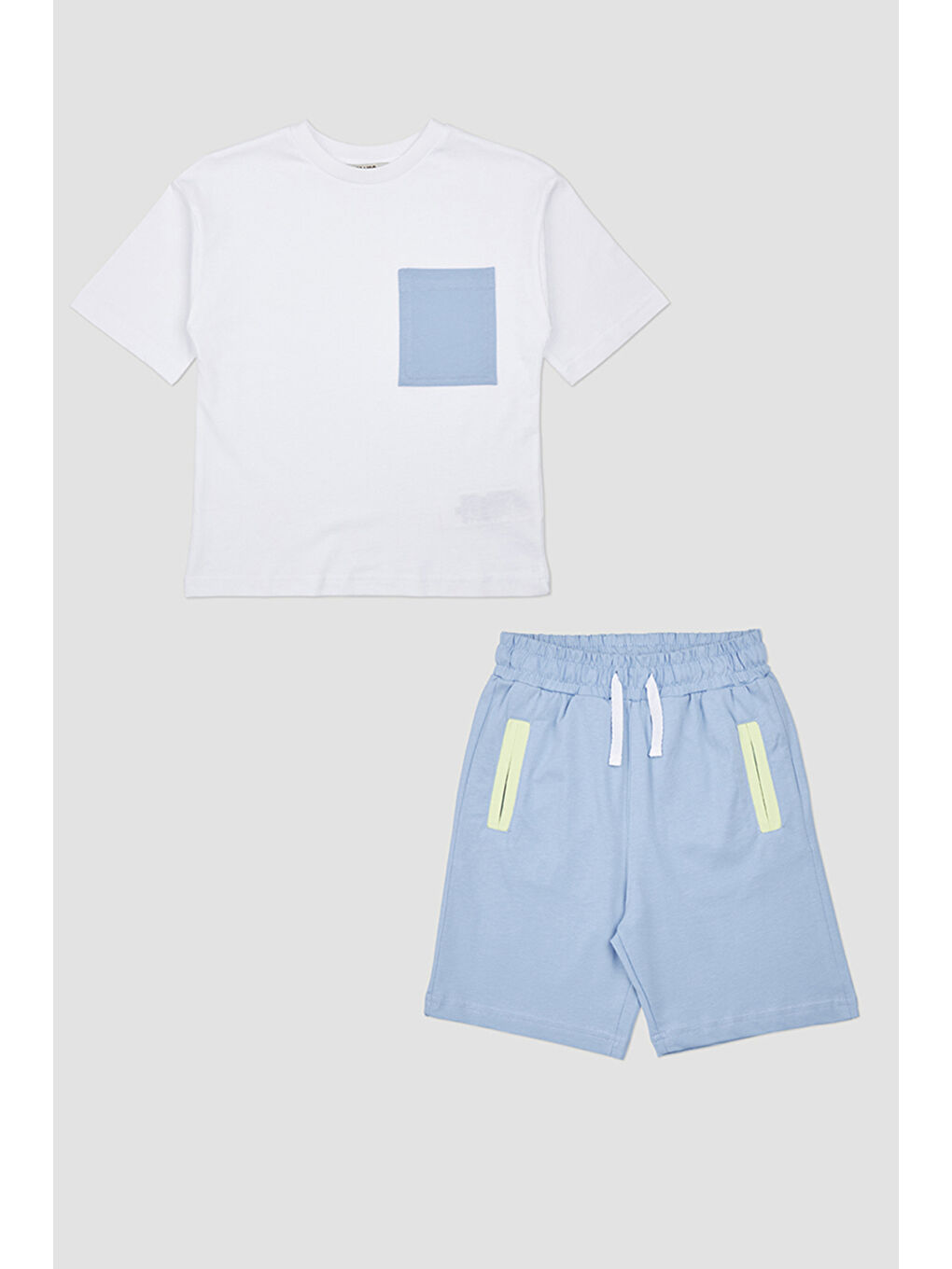 Erkek Çocuk Şortlu Mavi Beyaz 2'li Takım
