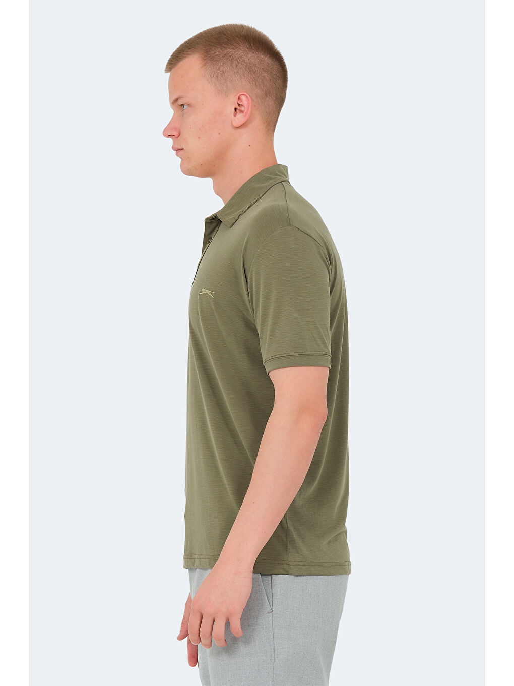 Yeşil Polo Yaka Kısa Kollu Erkek Tişört-2