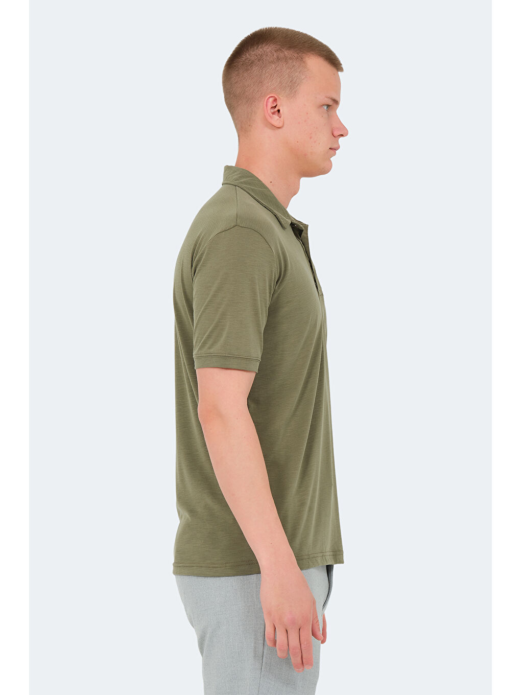 Yeşil Polo Yaka Kısa Kollu Erkek Tişört-3