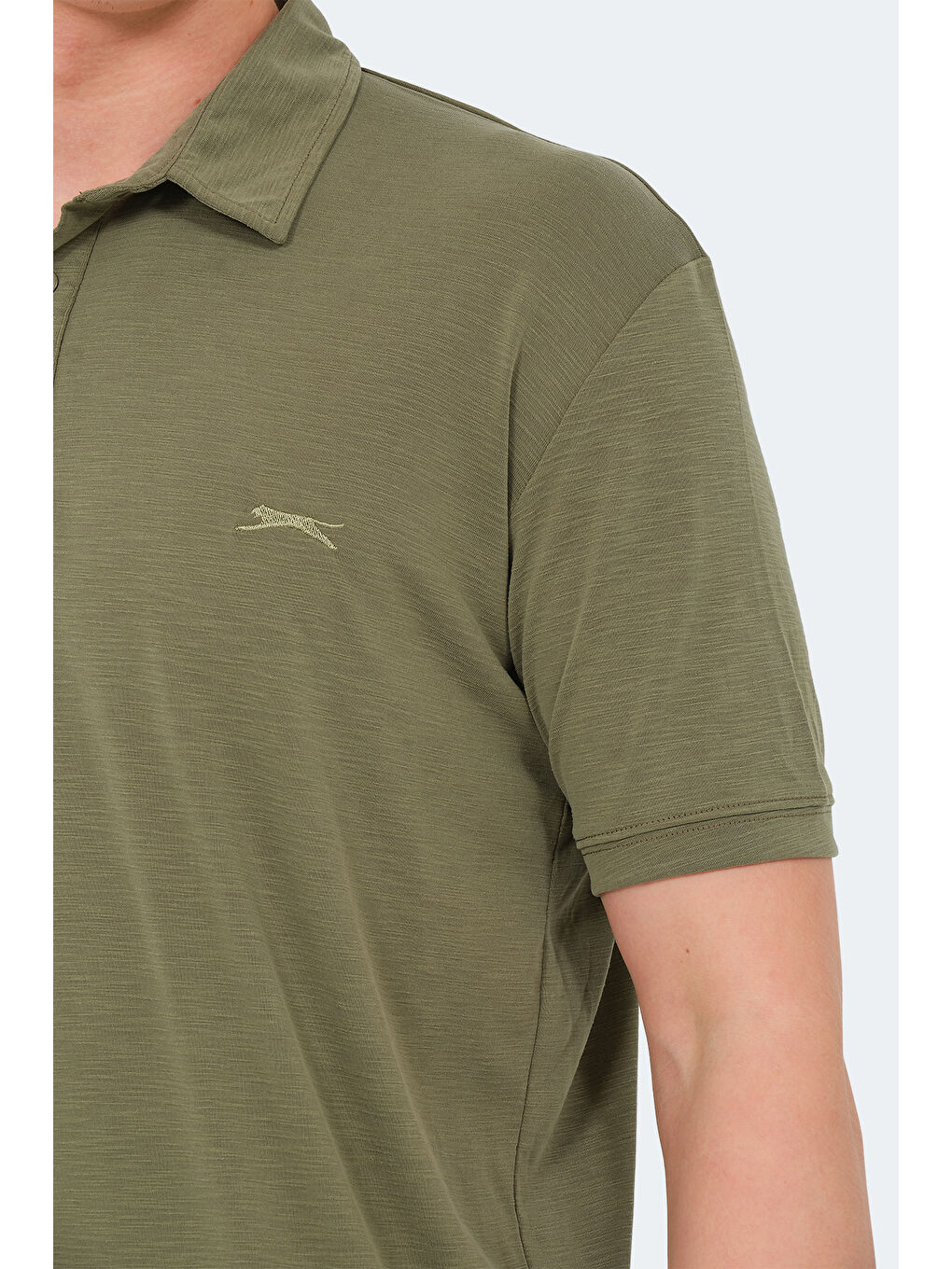 Yeşil Polo Yaka Kısa Kollu Erkek Tişört-4