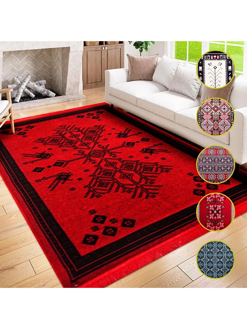 Karışık Kilim, Makinede Yıkanabilir, Etnik Desenli, 120*180 cm, SA25PY-5