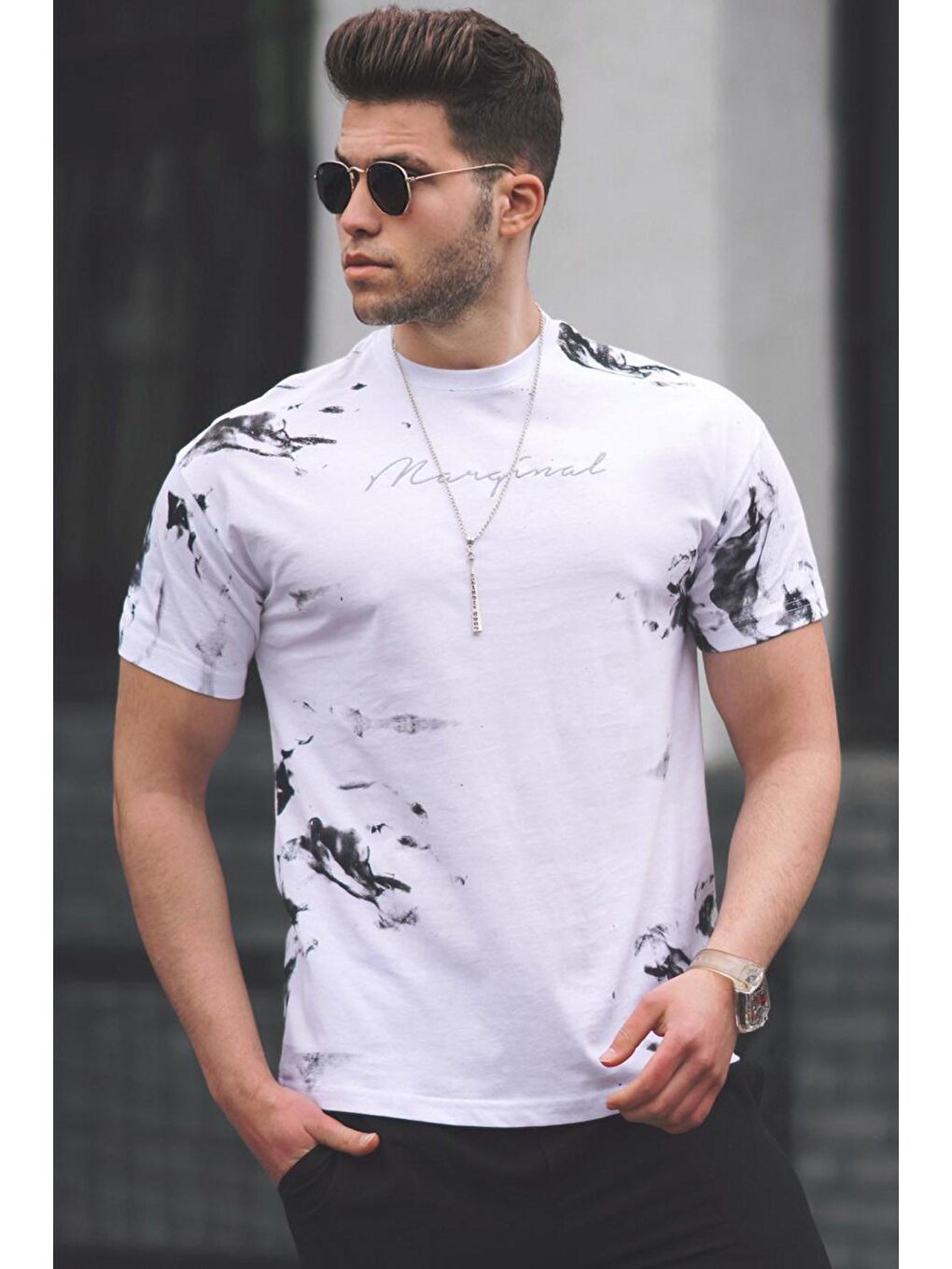 Beyaz Over Fit Erkek %100 Pamuk Tişört 5207