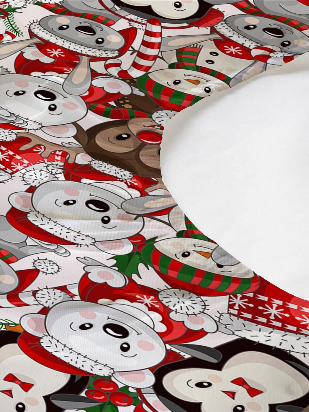 Karışık Yılbaşı Tema Hayvan Desen Baskılı Bebek Boy Lastikli Çarşaf Seti 60x120 cm-1