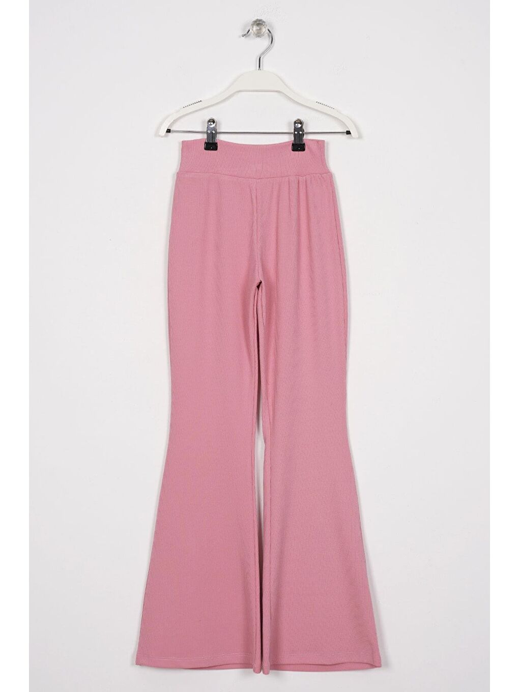 Yüksek Bel İspanyol Paça Fitilli Pembe Renk Kız Çocuk Tayt