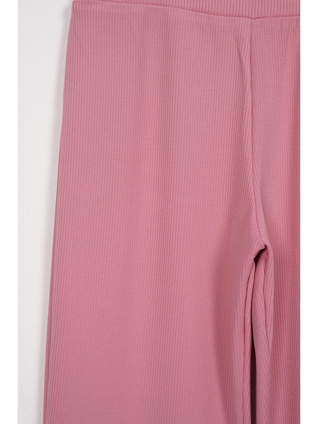 Yüksek Bel İspanyol Paça Fitilli Pembe Renk Kız Çocuk Tayt-1