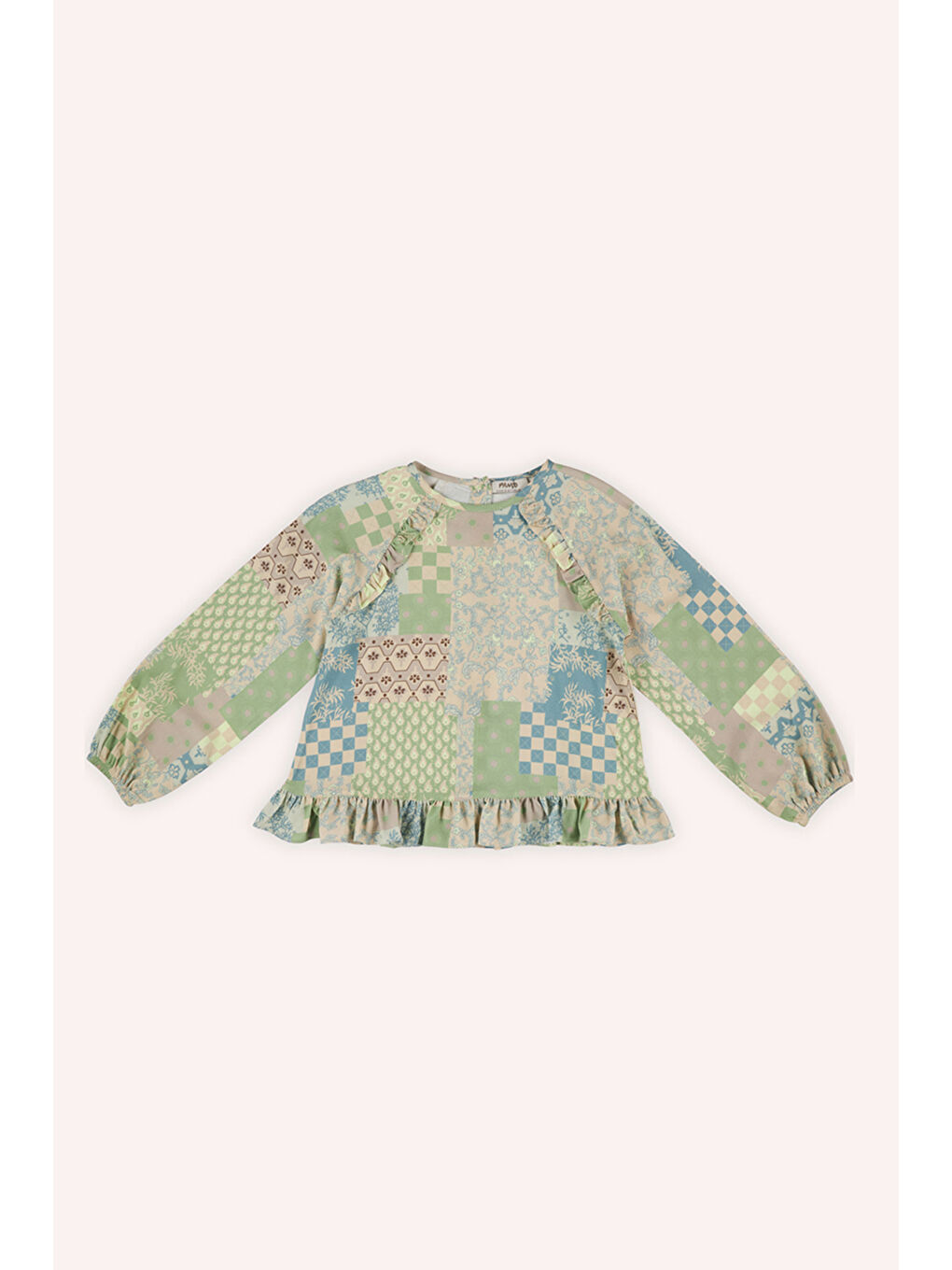 Kız Çocuk Desenli Bej Bluz-1