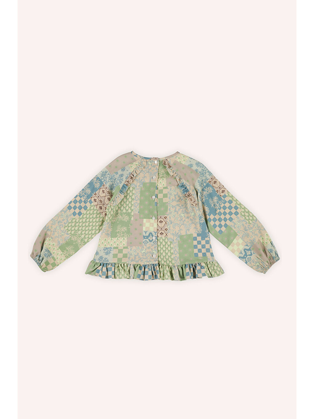 Kız Çocuk Desenli Bej Bluz-3