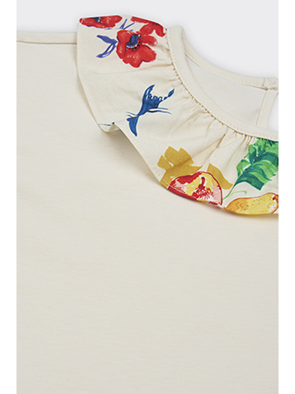 Kız Çocuk Fırfır Detaylı Bej Tişört-2