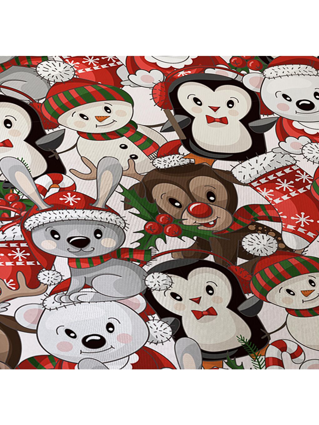 Karışık Yılbaşı Tema Hayvan Desen Baskılı Bebek Boy Lastikli Çarşaf Seti 60x120 cm-2