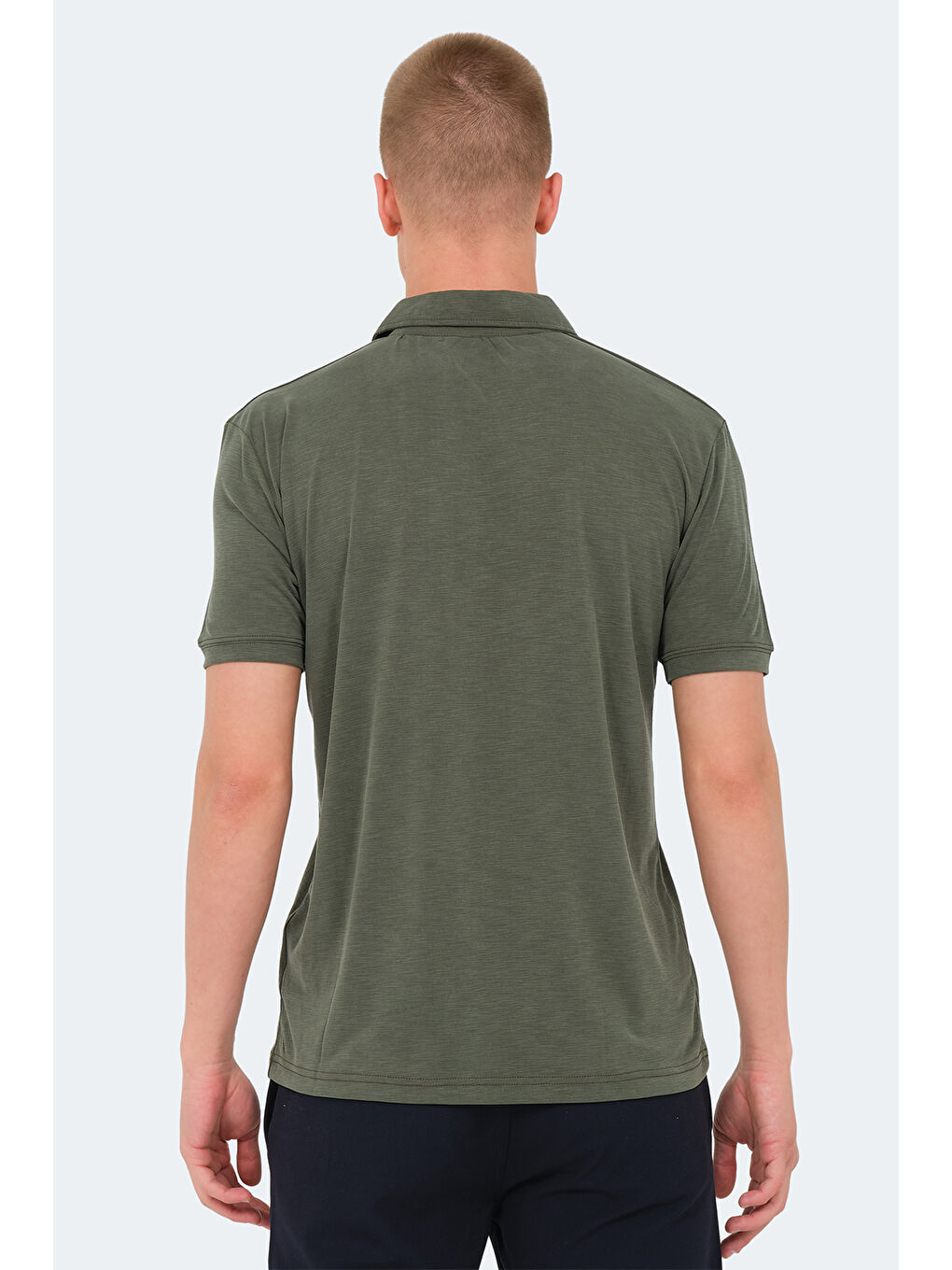 Yeşil Polo Yaka Kısa Kollu Erkek Tişört-1