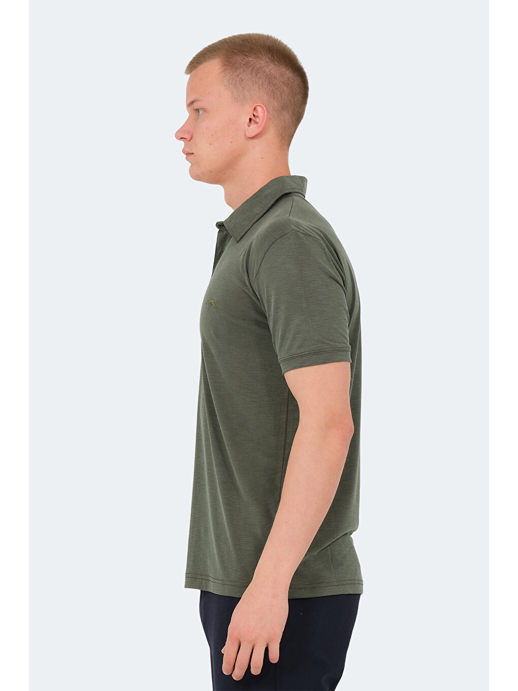 Yeşil Polo Yaka Kısa Kollu Erkek Tişört-2