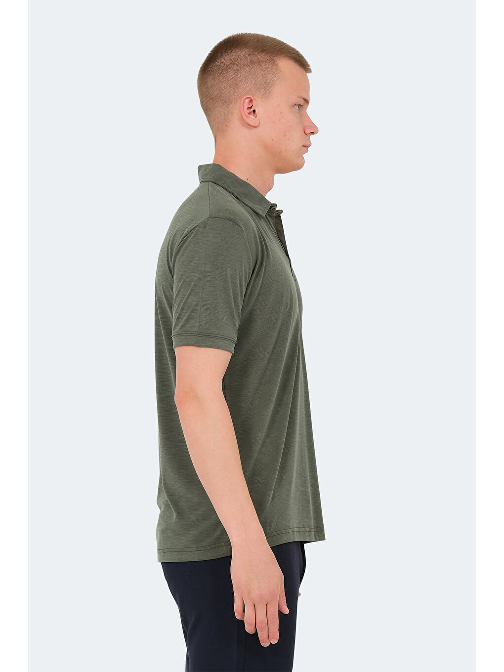 Yeşil Polo Yaka Kısa Kollu Erkek Tişört-3