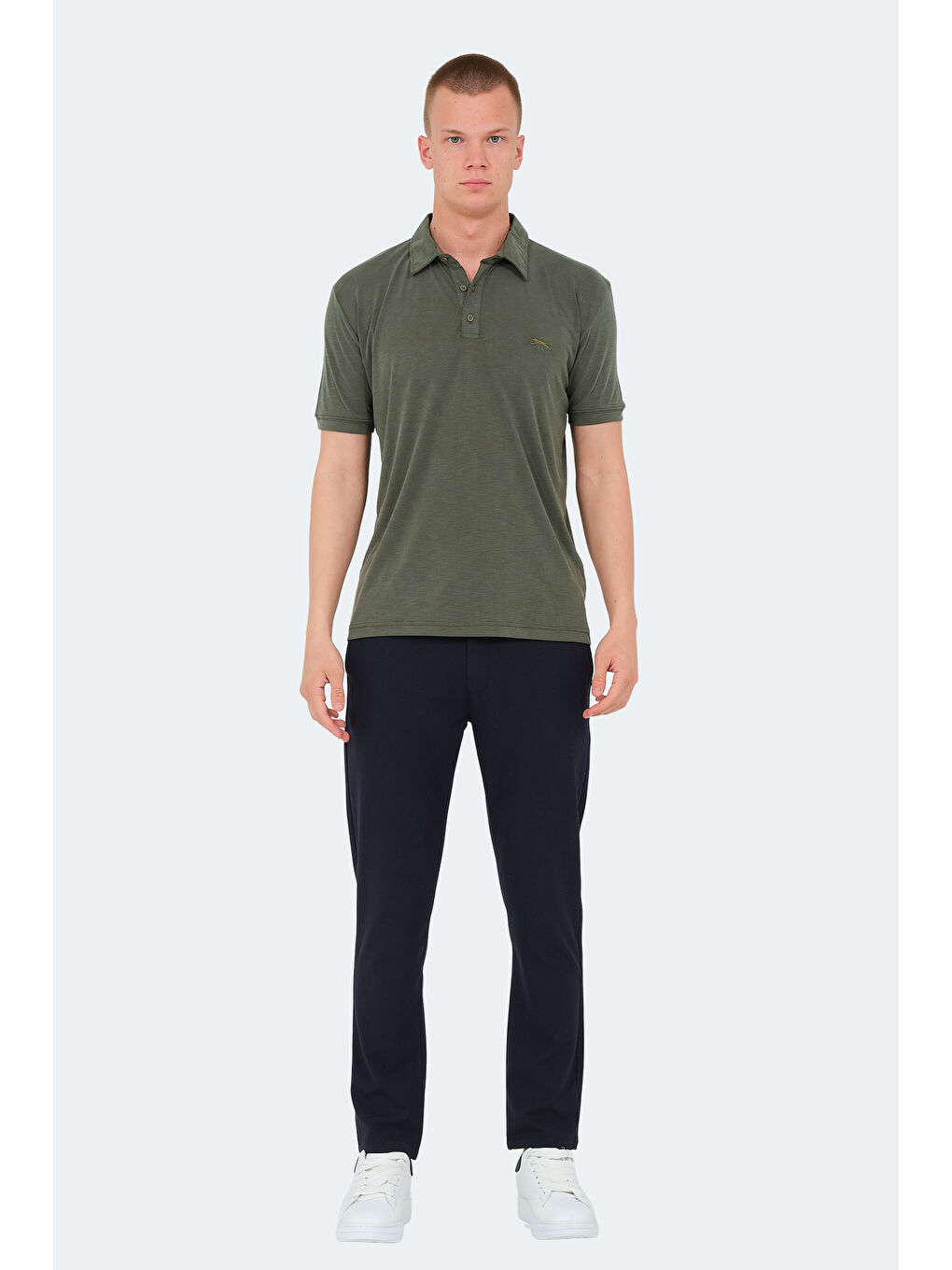 Yeşil Polo Yaka Kısa Kollu Erkek Tişört-6