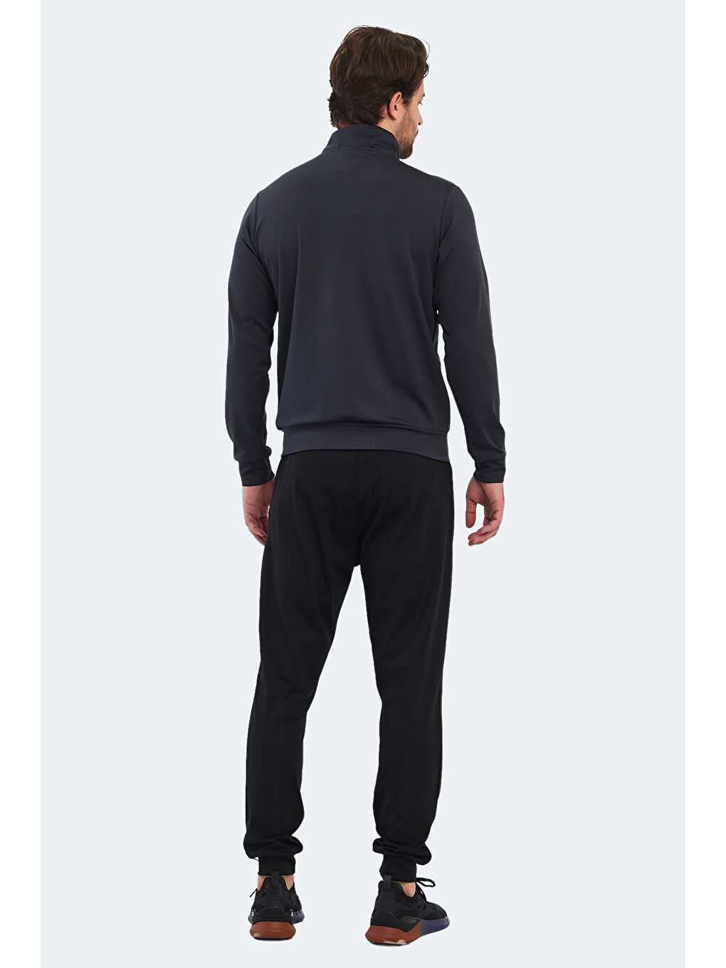 Gri Fermuarlı Uzun Kollu Erkek Eşofman Takımı-1