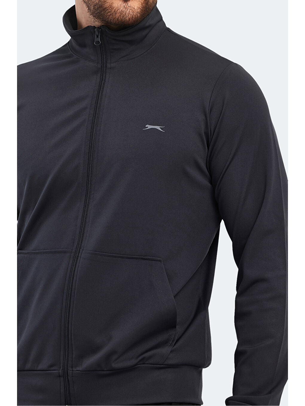 Gri Fermuarlı Uzun Kollu Erkek Eşofman Takımı-3