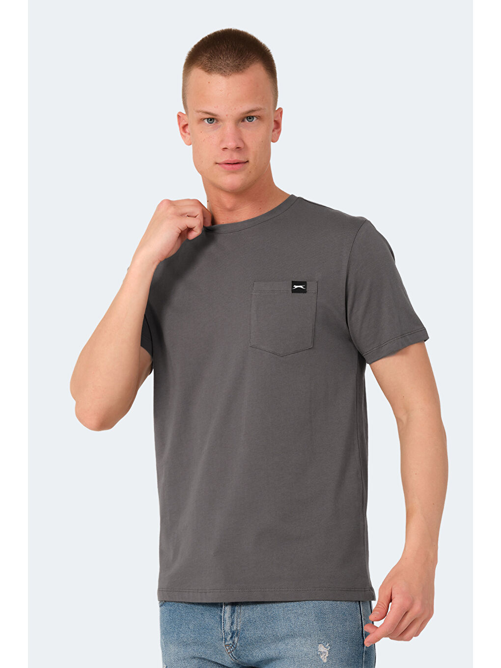 veSELA Erkek %100 Pamuk Tişört Koyu Gri-2