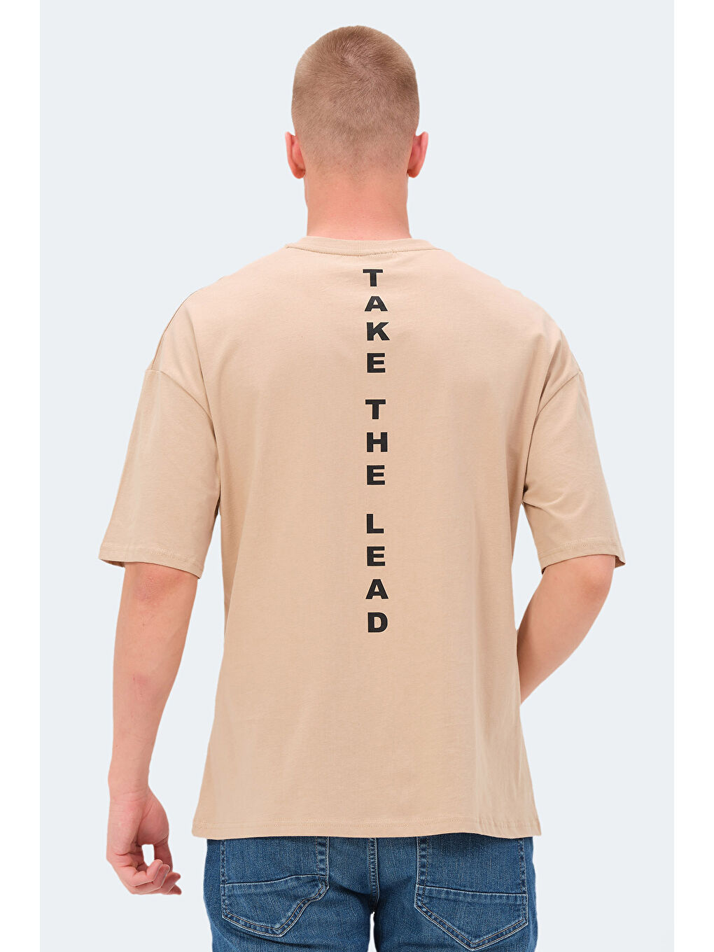 Erkek %100 Pamuk Tişört Bej-1