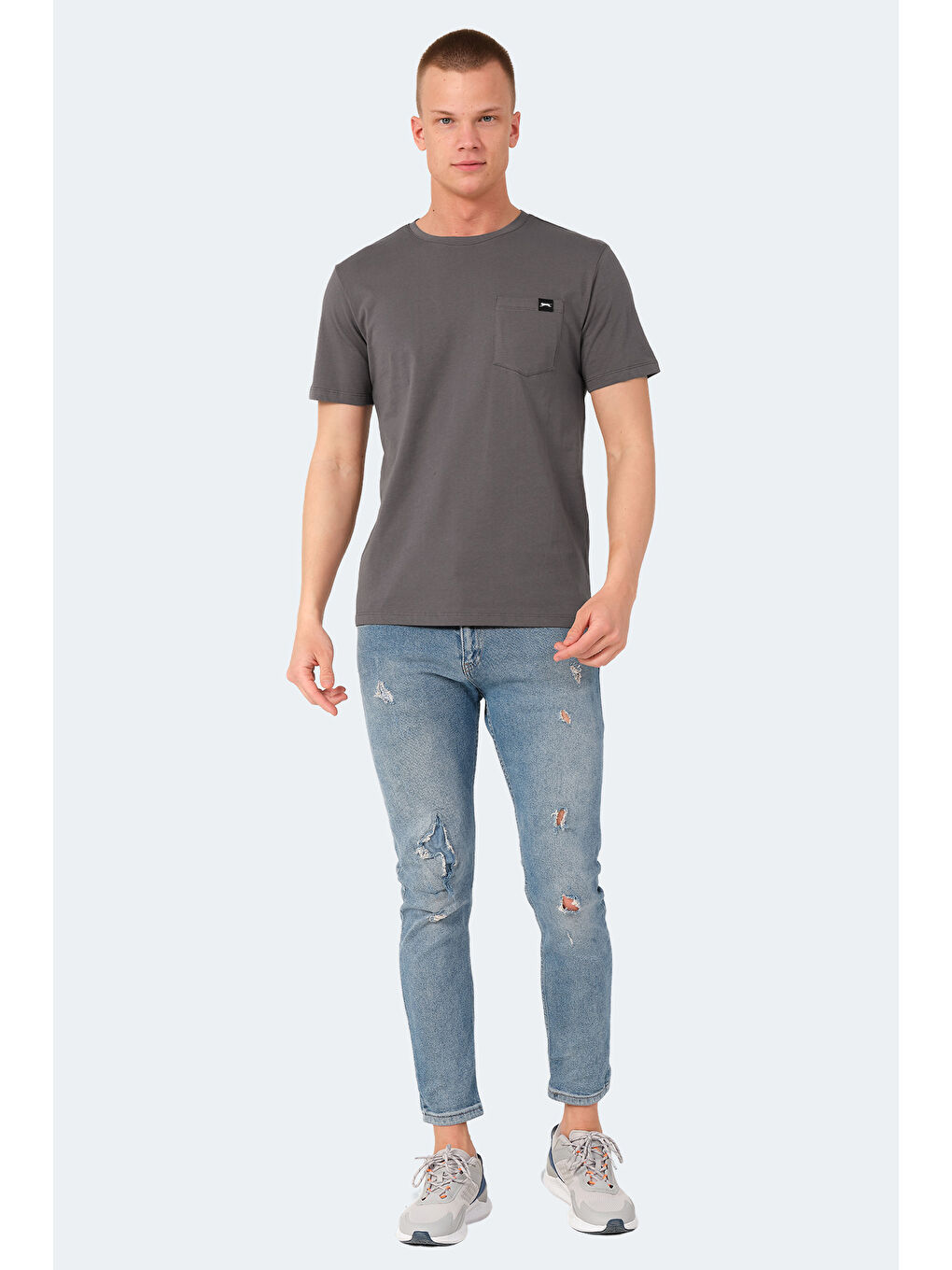 veSELA Erkek %100 Pamuk Tişört Koyu Gri-6