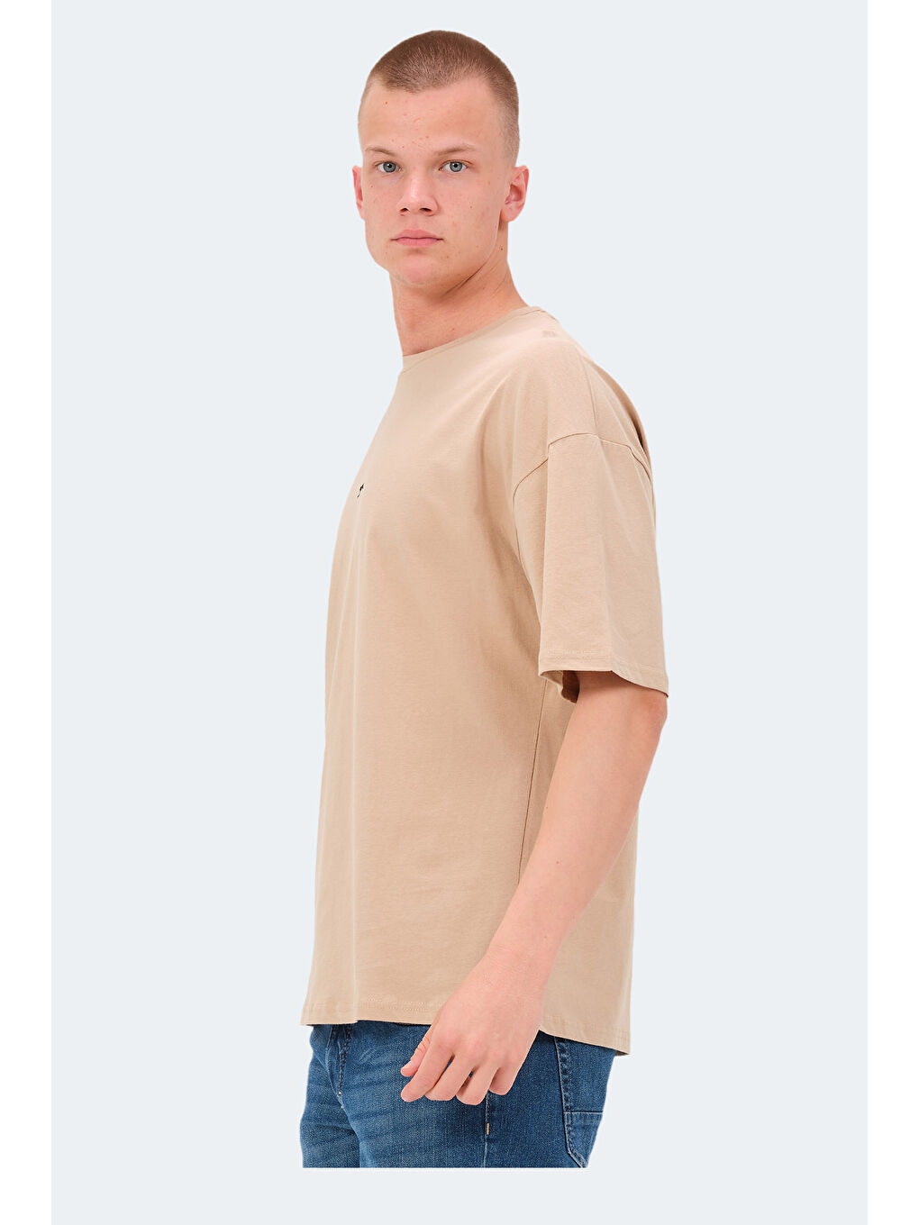 Erkek %100 Pamuk Tişört Bej-2