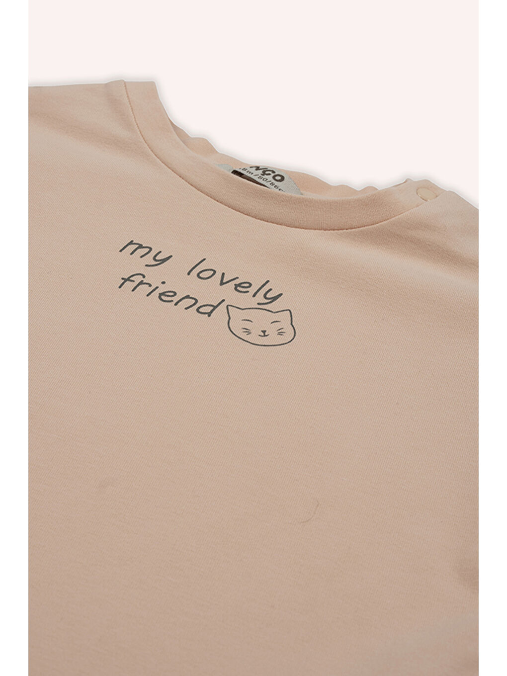 Pembe Kız Bebek Baskı Detaylı Somon Tişört-1