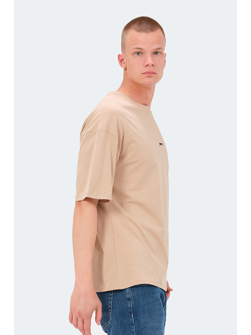 Erkek %100 Pamuk Tişört Bej-3