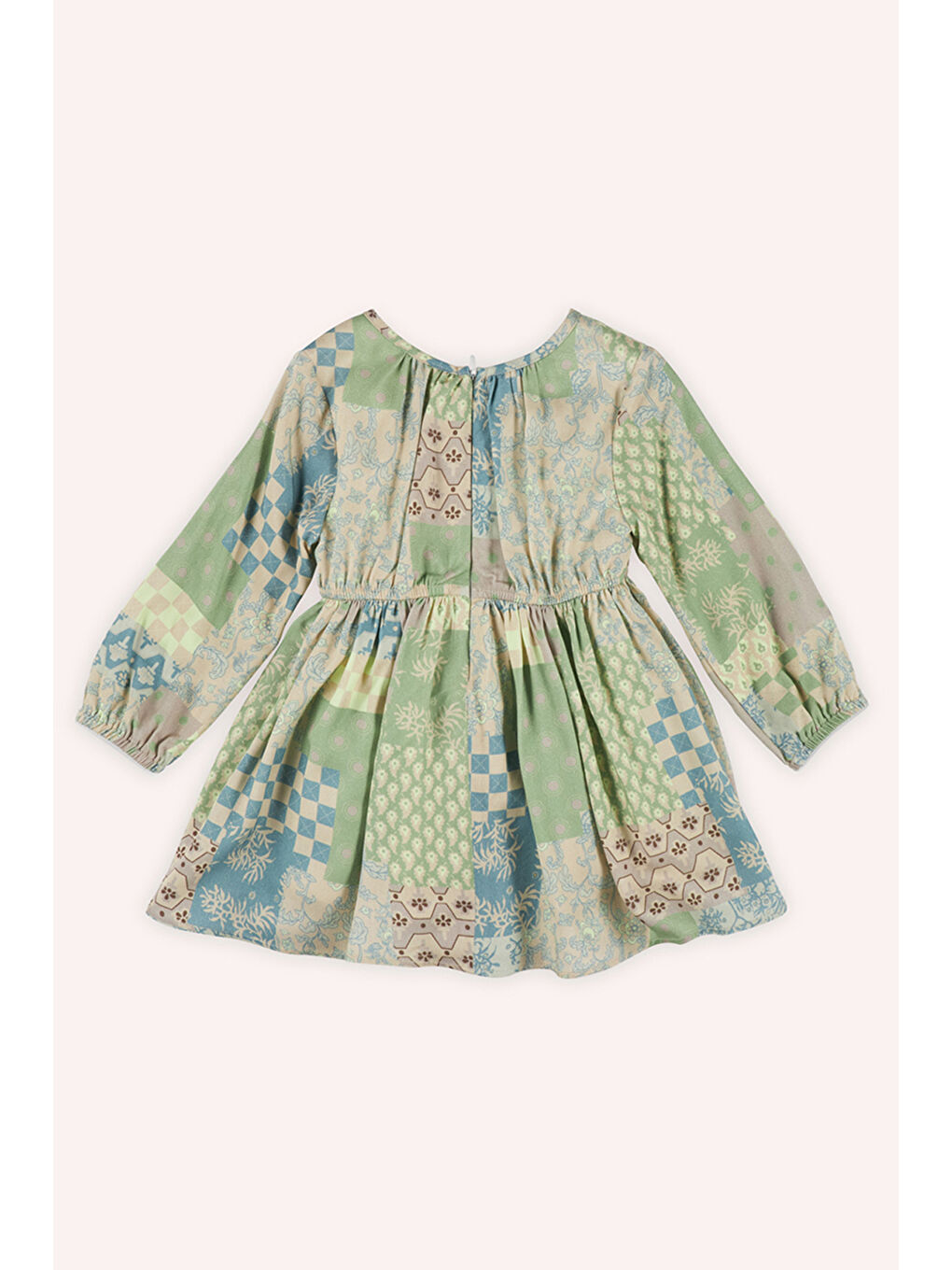 Kız Bebek Desenli Bej Elbise-1