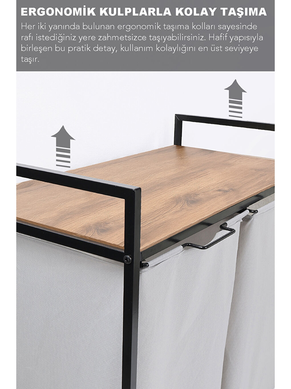 Gri Kirli Çamaşır Sepeti 55 l-2