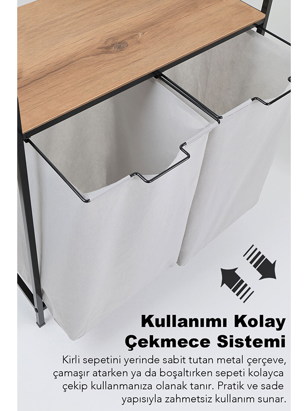 Gri Kirli Çamaşır Sepeti 55 l-3