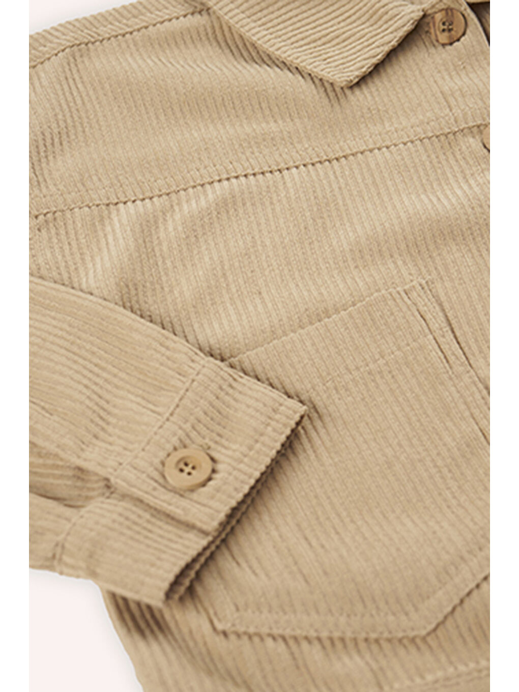 Kız Çocuk Düğmeli Bej Ceket-3