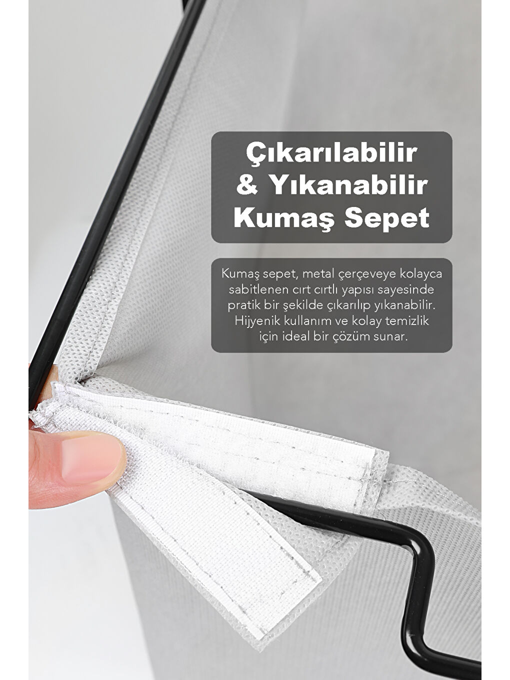 Gri Kirli Çamaşır Sepeti 55 l-5