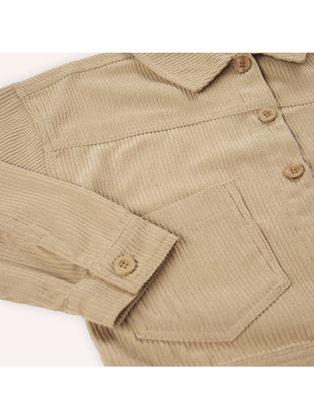 Kız Çocuk Düğmeli Bej Ceket-5
