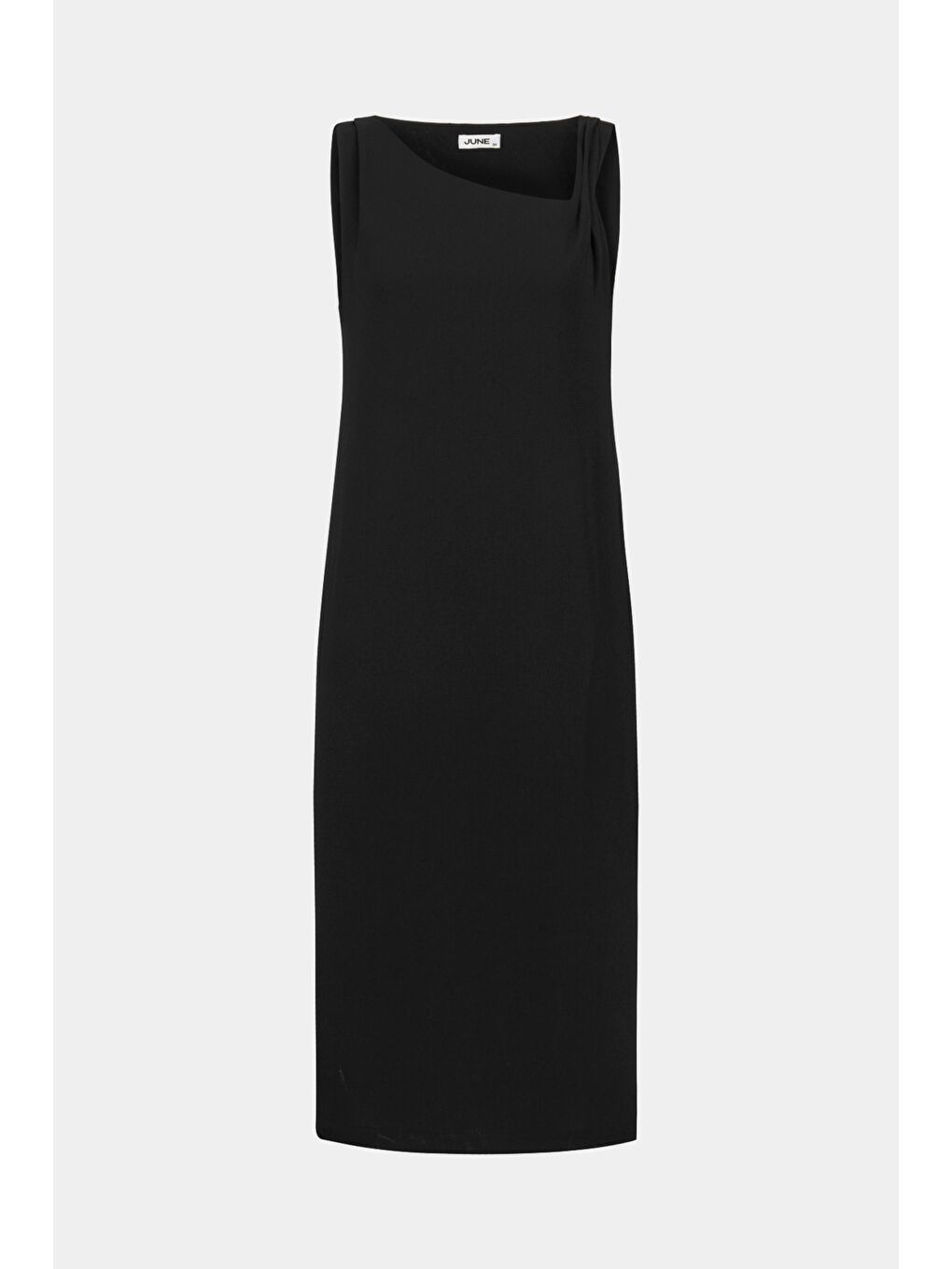 Siyah Dökümlü Midi Elbise