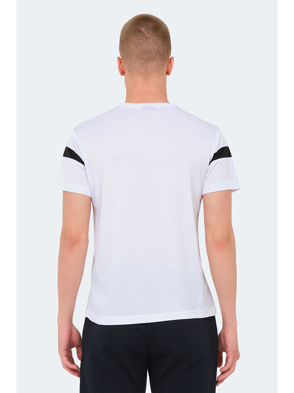 Beyaz Bisiklet Yaka Kısa Kollu Erkek Tişört-1