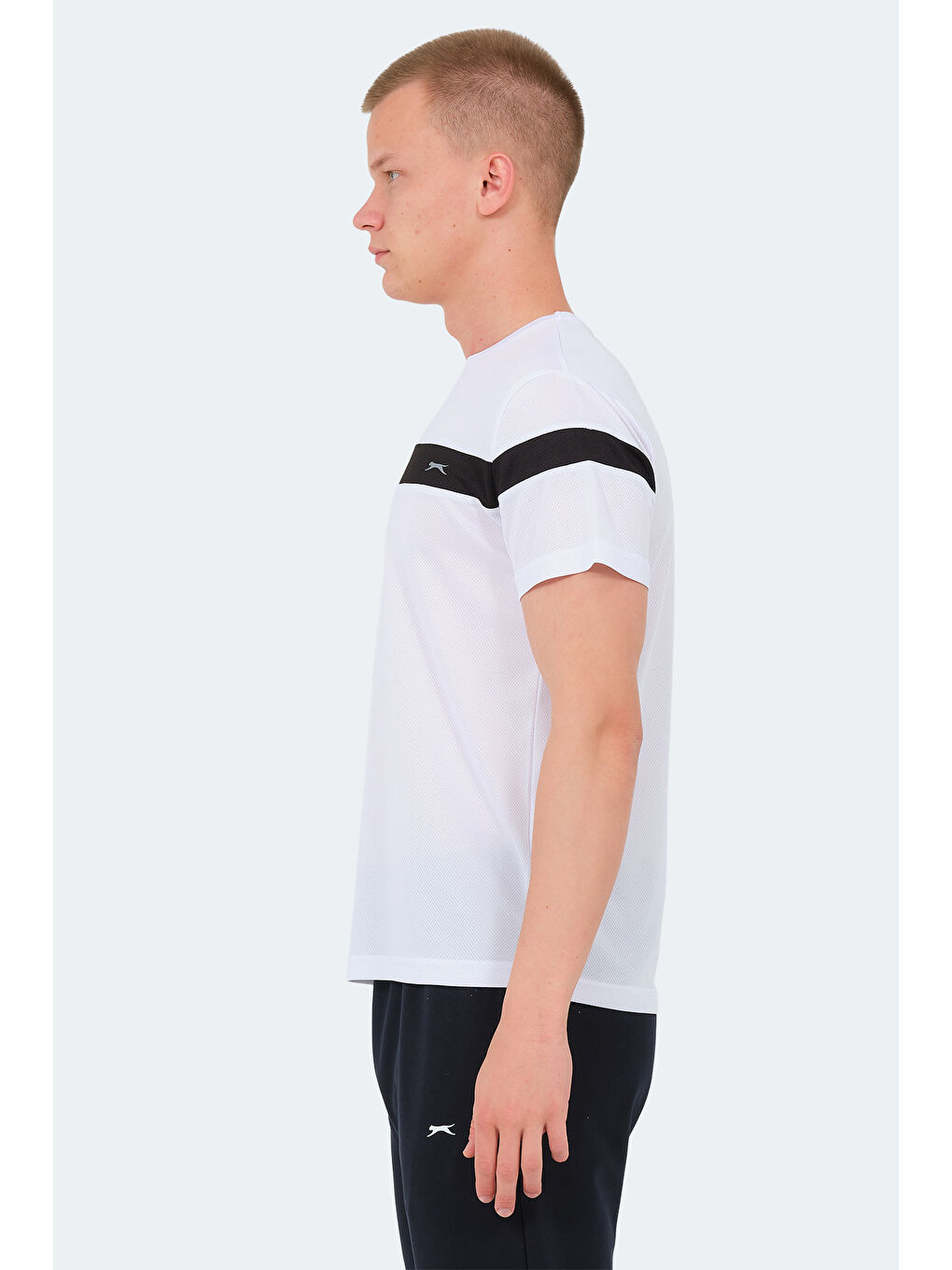 Beyaz Bisiklet Yaka Kısa Kollu Erkek Tişört-2