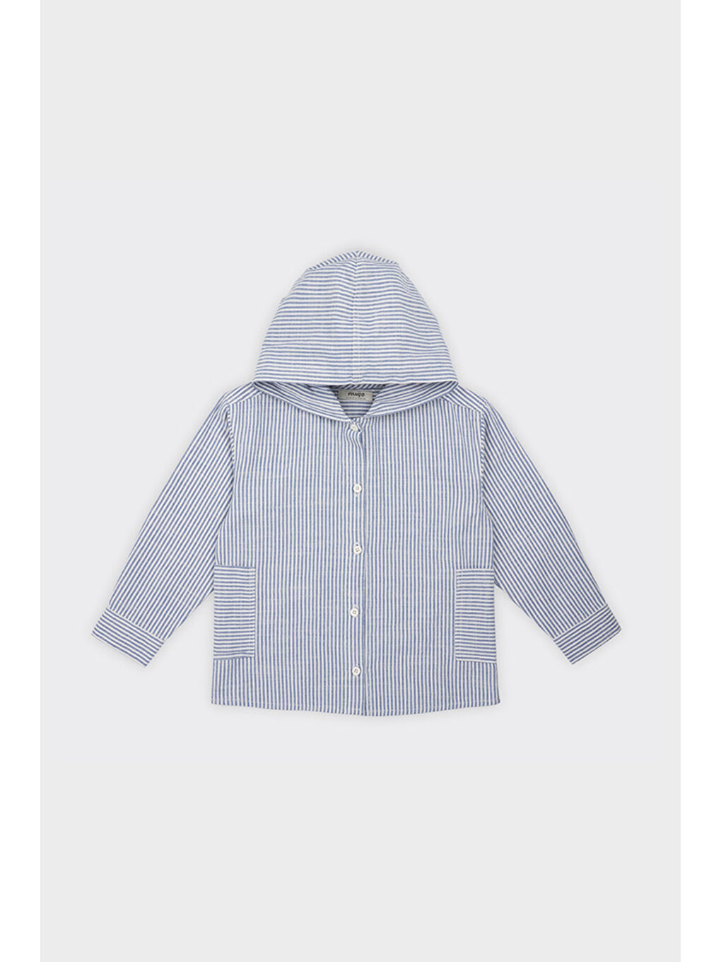 Erkek Çocuk Kapüşonlu Çizgili Mavi Gömlek