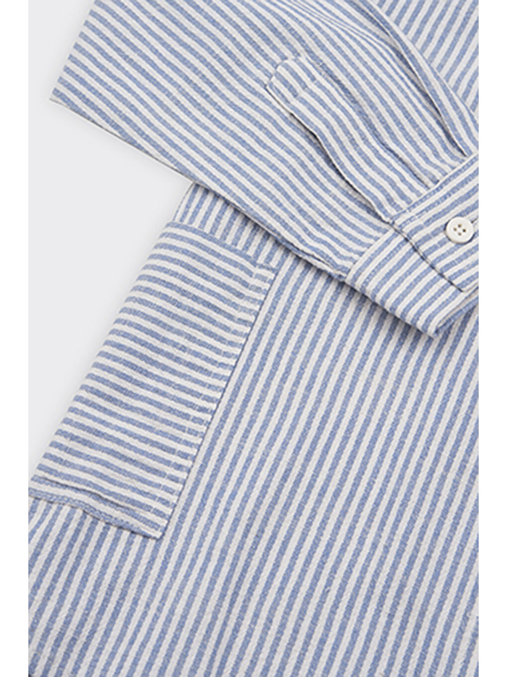 Erkek Çocuk Kapüşonlu Çizgili Mavi Gömlek-2