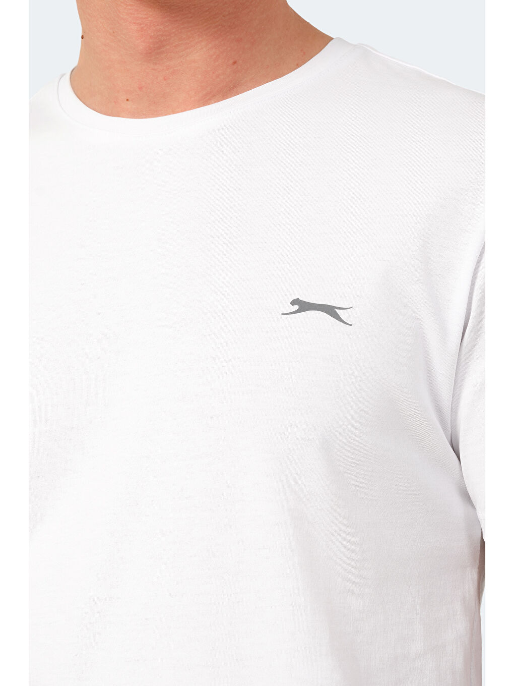 Beyaz Bisiklet Yaka Kısa Kollu Arkası Yazı Baskılı Erkek %100 Pamuk Tişört-3