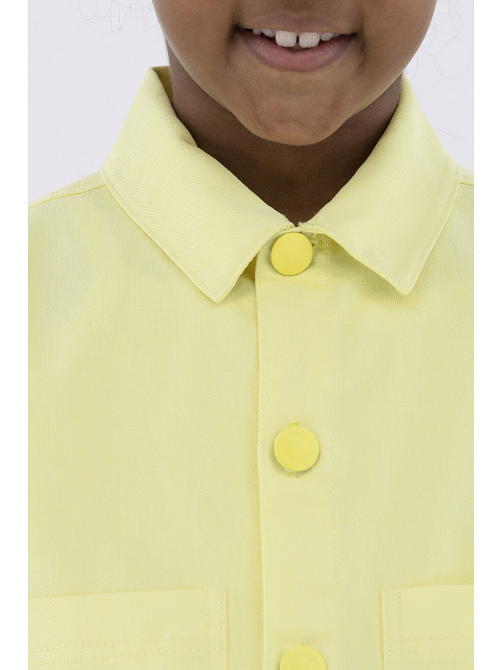Kız Çocuk Düğmeli Sarı Ceket-1