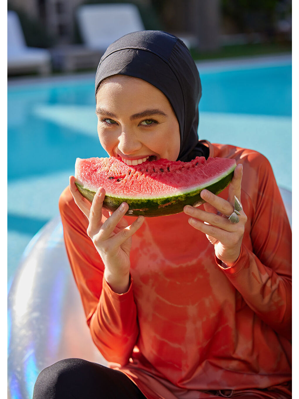 Kahverengi Batik Tarçın Tesettür Mayo Üstü-2